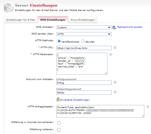 ADSelfService Plus SMS Settings